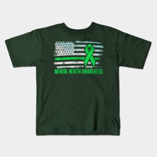 Mental health awareness usa flag Kids T-Shirt